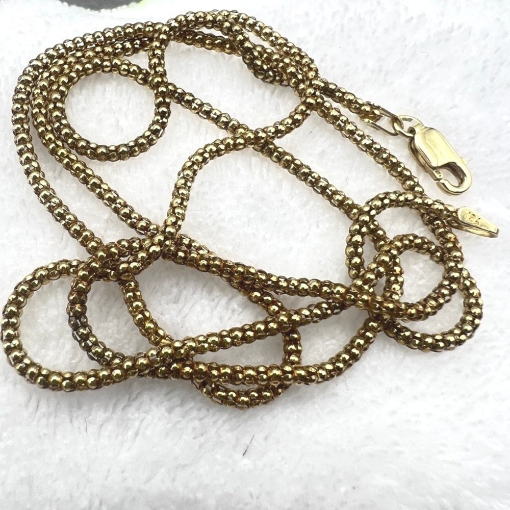 Vermeil Gold Over Sterling Silver Chain Necklace Italy Popcorn YGI 2mm 4.5g 24"